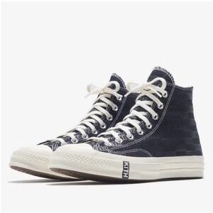 Kith x Converse Chuck 70 Hi Monogram Black Canvas Sneakers Women 9 / Men 7